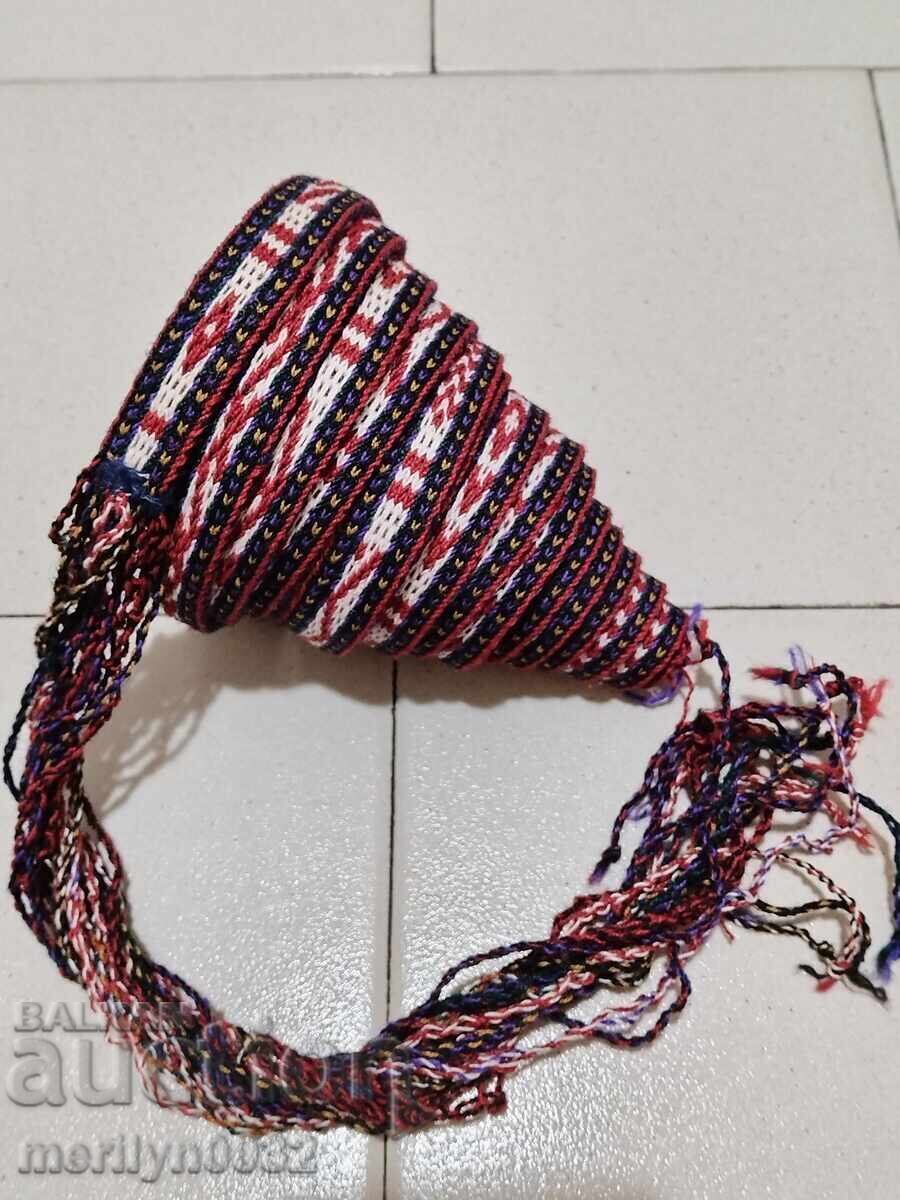 Centură veche țesută manual, 3,35 metri, brâu, curea, costum popular
