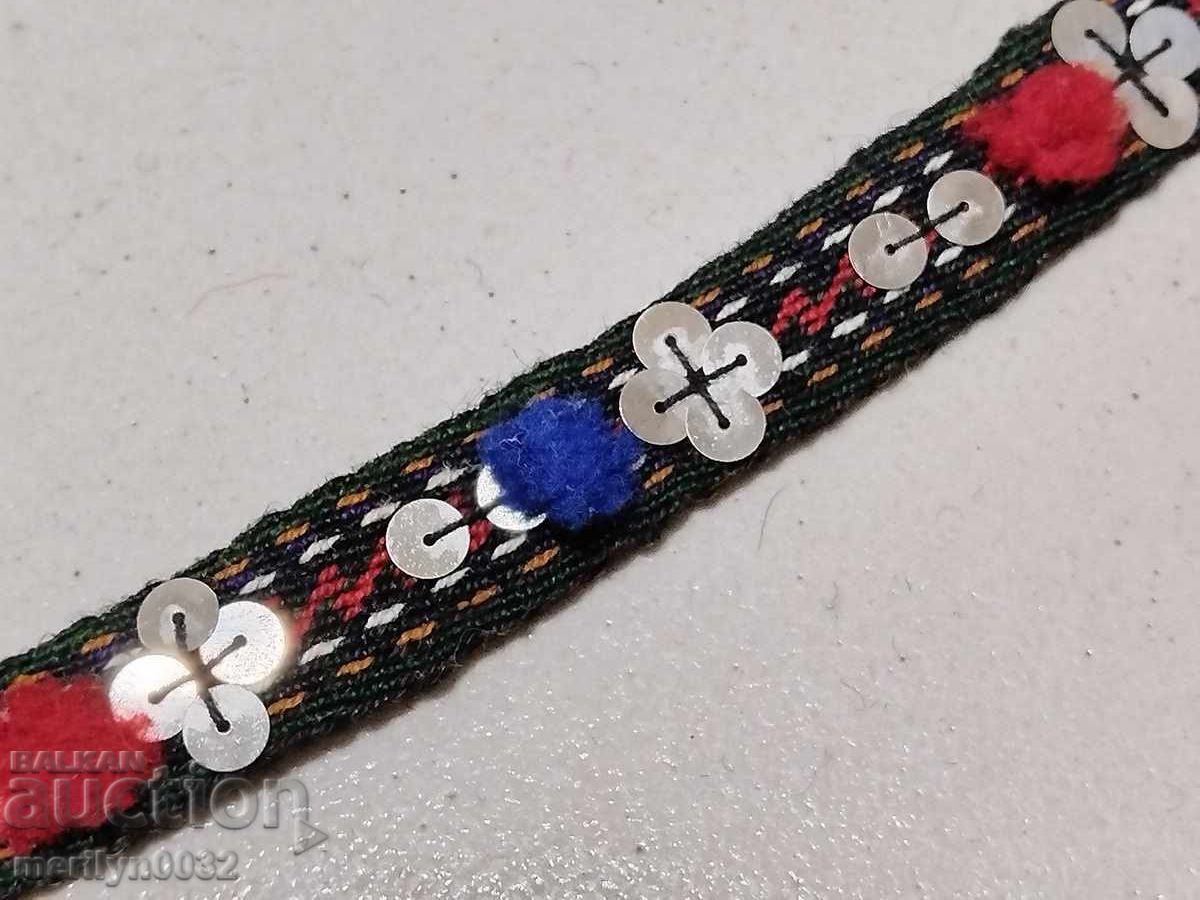 Auction  Old hand-woven belt 2.65 meters sash belt folk costume
