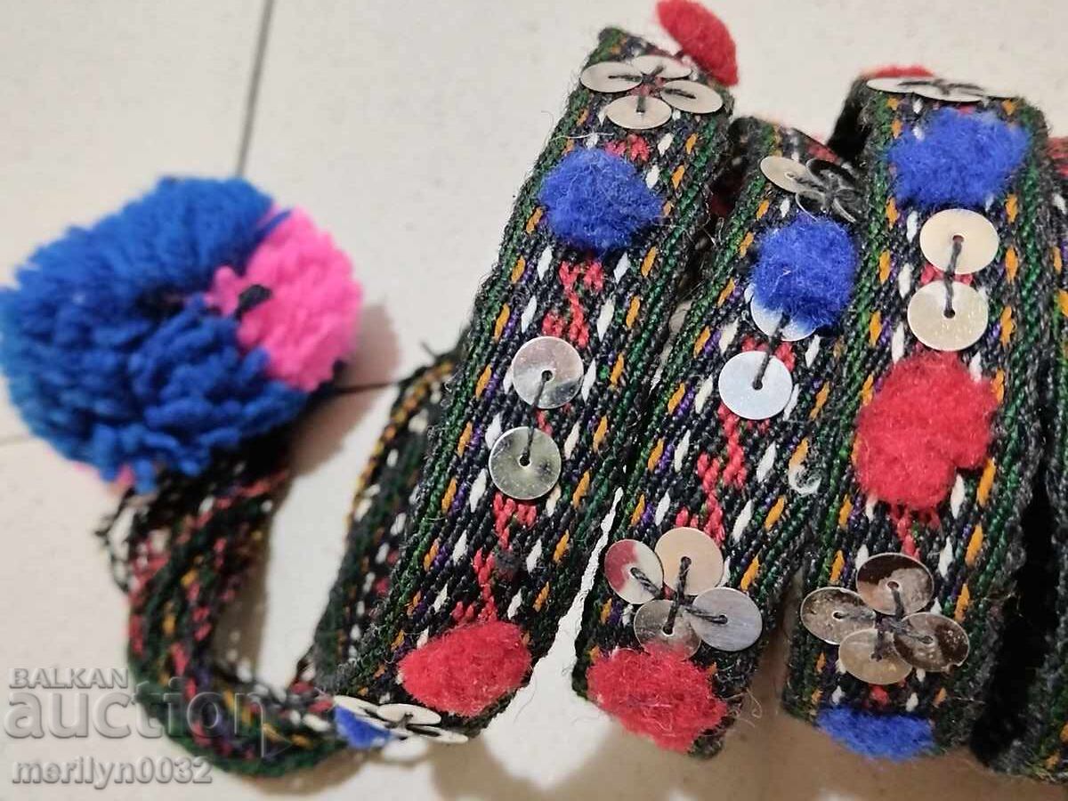 Old hand-woven belt 2.65 meters sash belt folk costume - 6