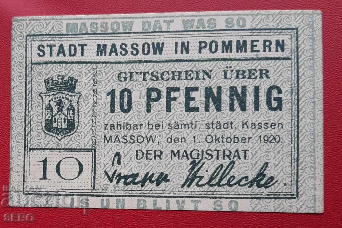 Τραπεζογραμμάτιο-Γερμανία-Pomerania-Masov-10 pfennig 1920 Τραπεζογραμμάτιο-Γερμανία-Pomerania-Masov-10 pfennig 1920