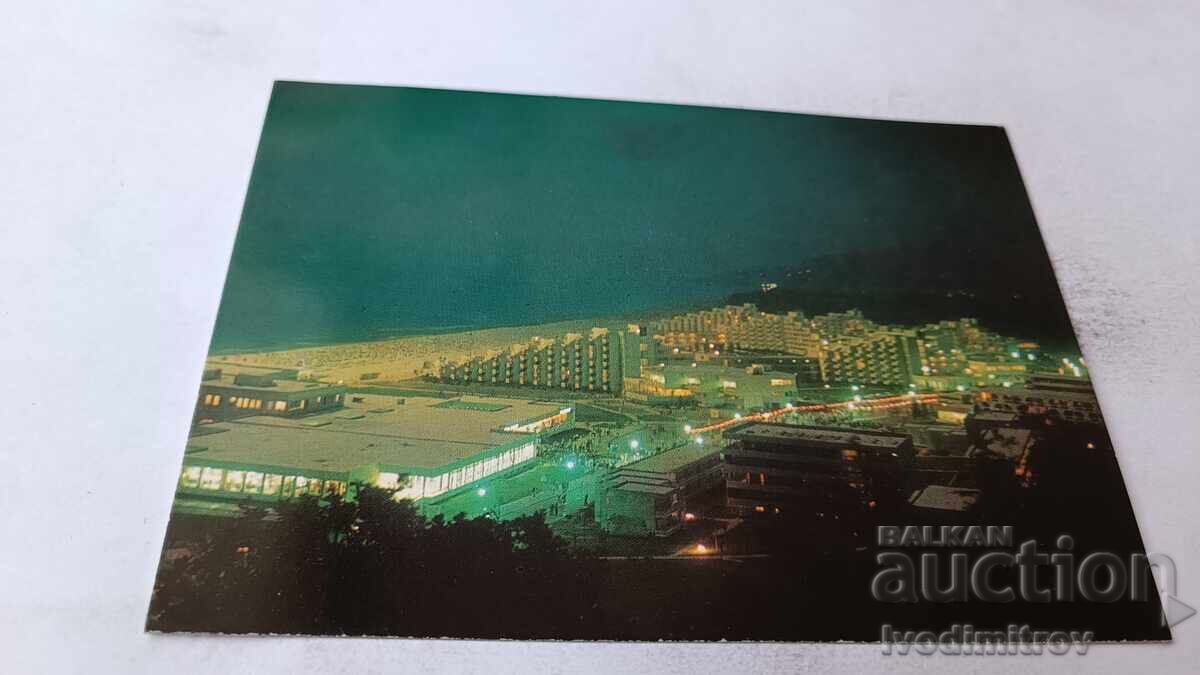 Пощенска картичка Албена Нощен изглед 1979 Пощенска картичка Албена Нощен изглед 1979