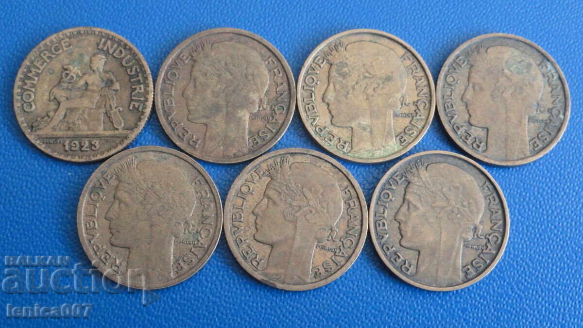 Франция 1923-41г. - 50 сантима (7 броя) с цена € 3.80 | 7.43 лв.