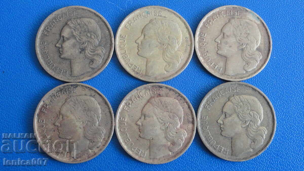 France 1950-53 - 20 Francs (6 pieces) with price 8.80 BGN | € 4.50 France 1950-53 - 20 Francs (6 pieces) with price 8.80 BGN | € 4.50