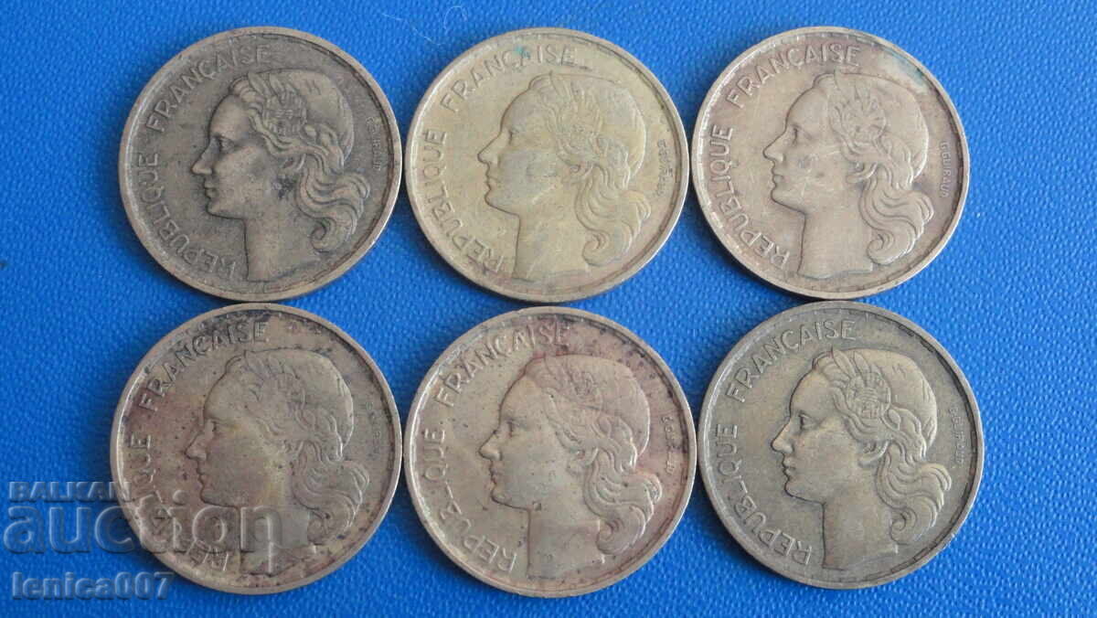 Delivery of France 1950-53 - 20 Francs (6 pieces) Delivery of France 1950-53 - 20 Francs (6 pieces)
