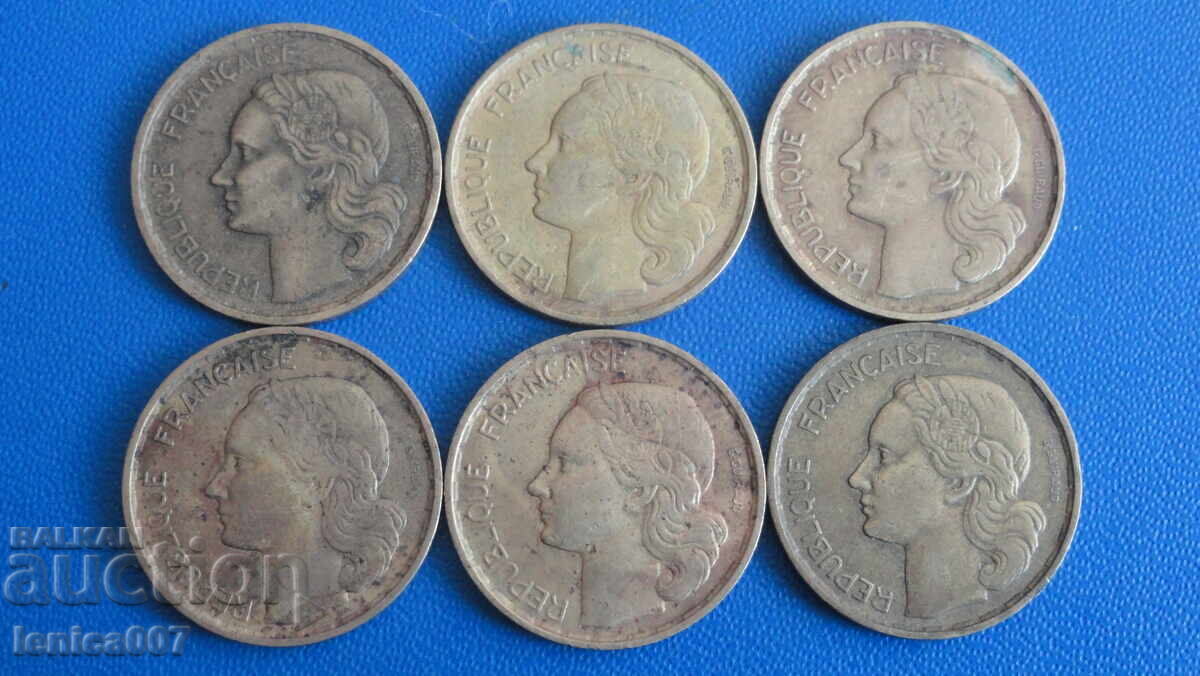 France 1950-53 - 20 Francs (6 pieces) - 6 France 1950-53 - 20 Francs (6 pieces) - 6