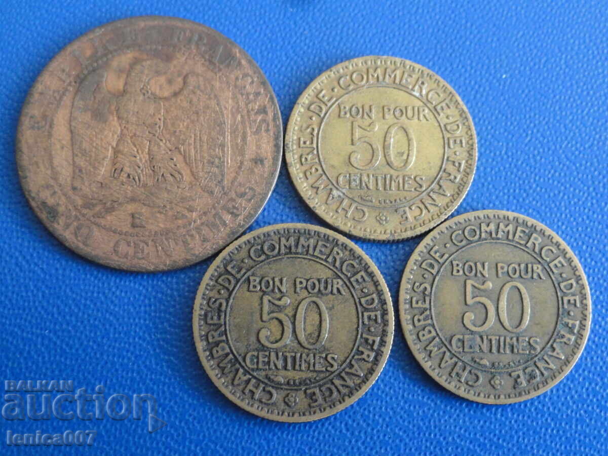 Γαλλία 1856-1924 - Νομίσματα (4 τεμάχια) με τιμή 8.80 BGN | € 4.50