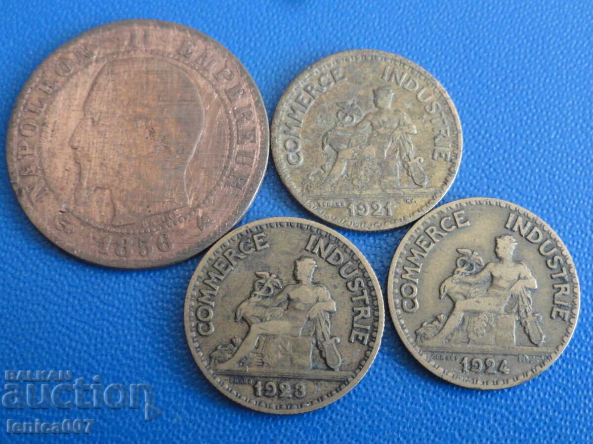 Δημοπρασία Γαλλία 1856-1924 - Νομίσματα (4 τεμάχια)