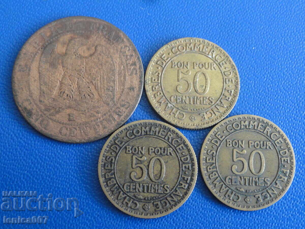 Παράδοση Γαλλία 1856-1924 - Νομίσματα (4 τεμάχια)