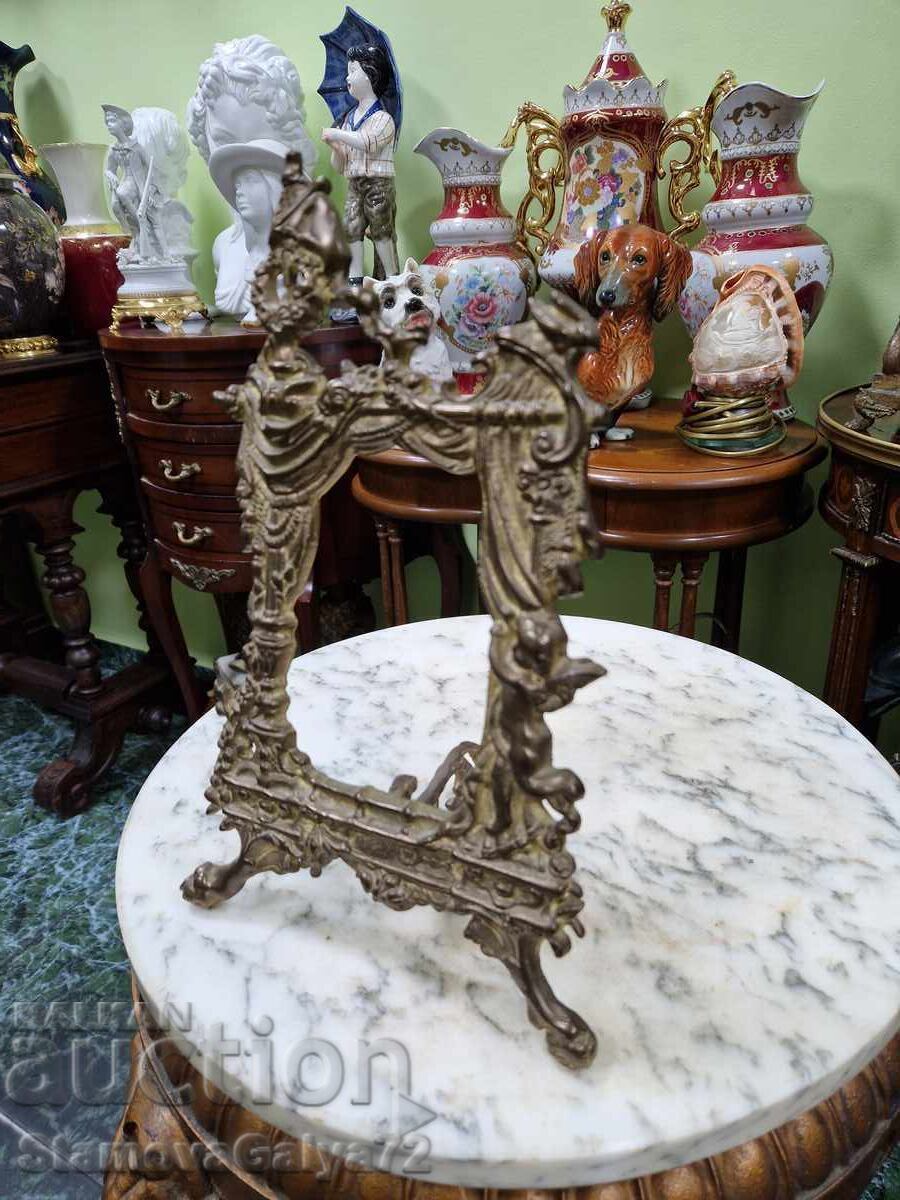 Old, great antique bronze picture stand - 5