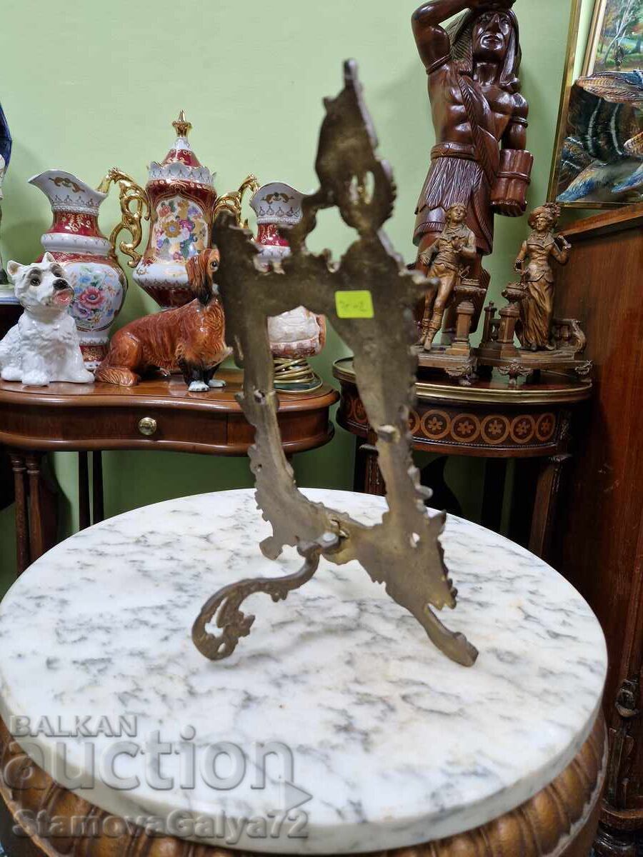 Стара страхотна антикварна бронзова поставка за снимки - 7