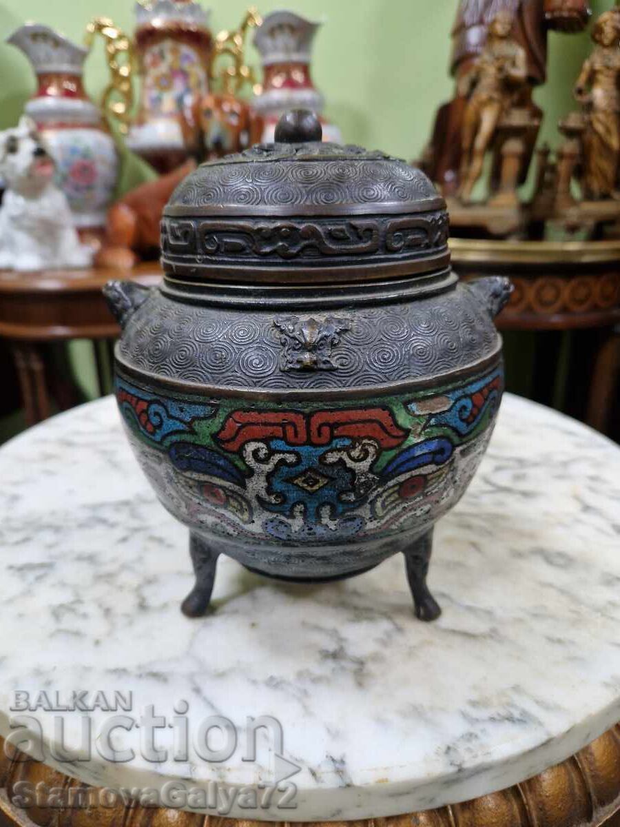 Σπάνιο αντίκα ιαπωνικό μπρούτζινο θυμιατήριο