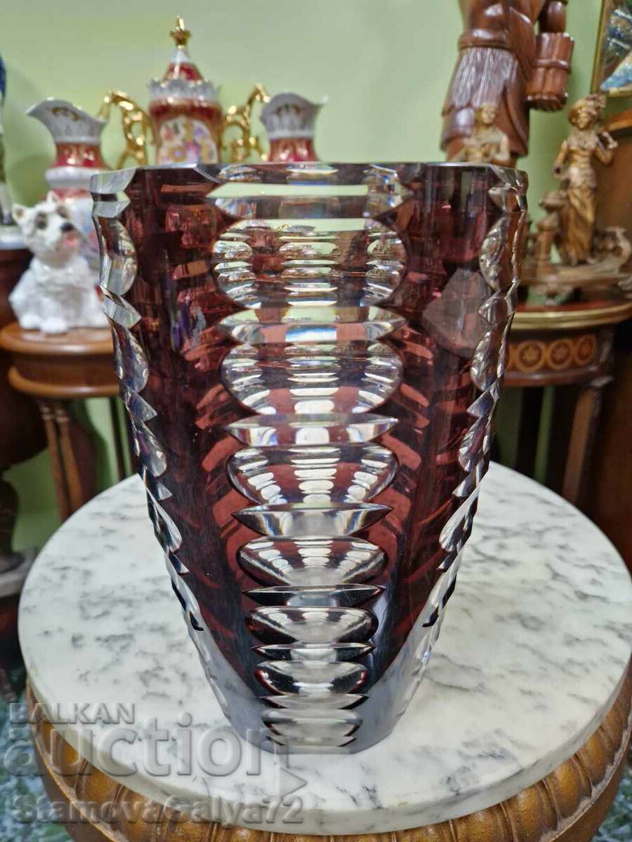 Рядка антикварна белгийска кристална ваза Val Saint Lambert с цена 189.00 лв. | € 96.63