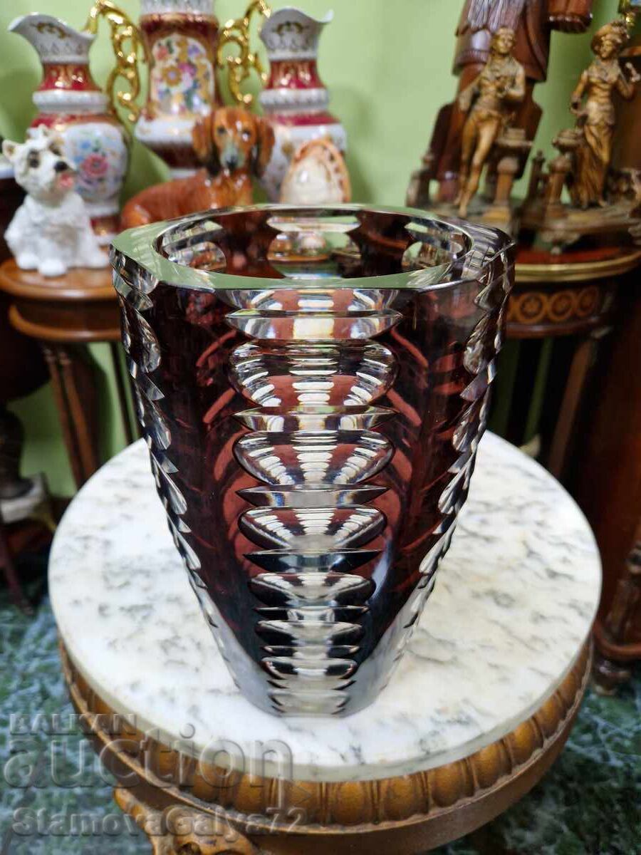 Аукцион Рядка антикварна белгийска кристална ваза Val Saint Lambert