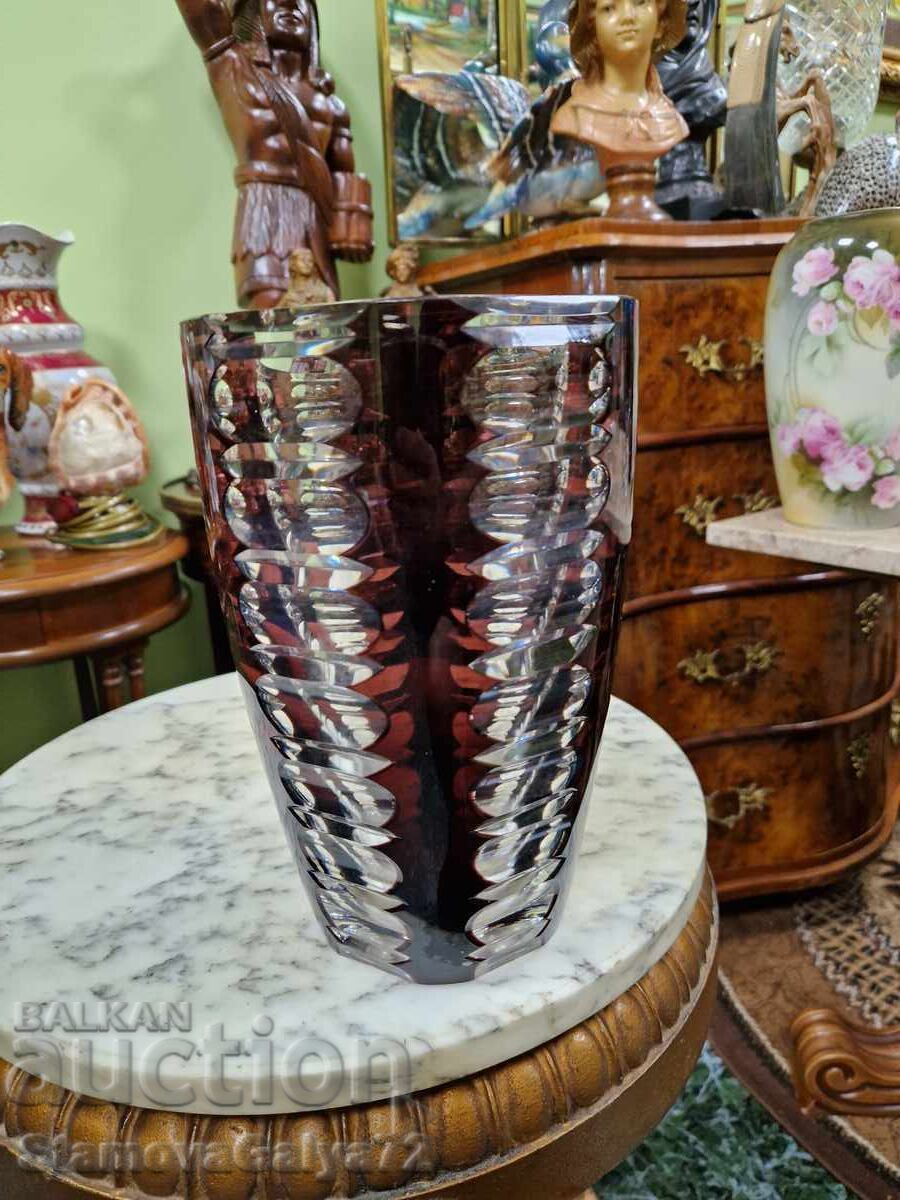 Доставка на Рядка антикварна белгийска кристална ваза Val Saint Lambert