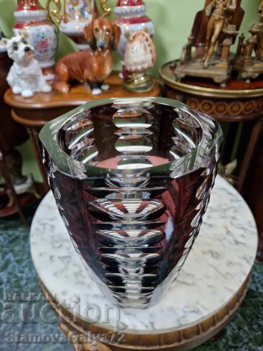 Рядка антикварна белгийска кристална ваза Val Saint Lambert - 6