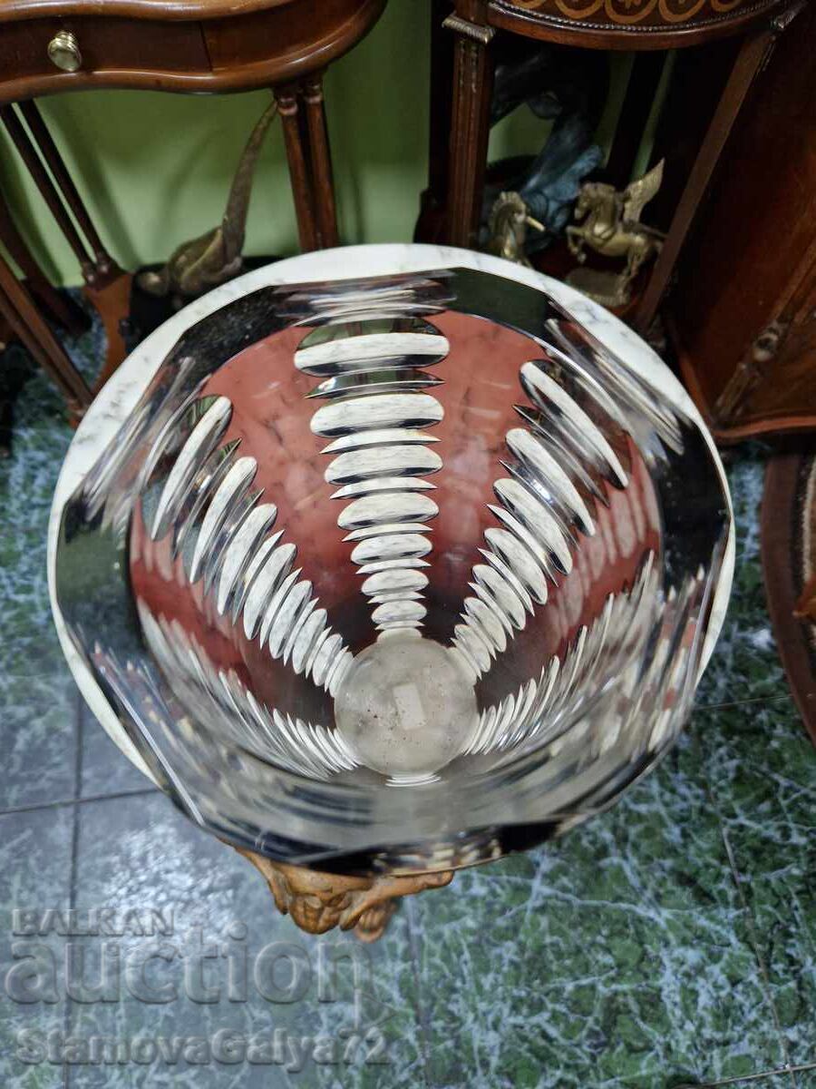 Рядка антикварна белгийска кристална ваза Val Saint Lambert - 7