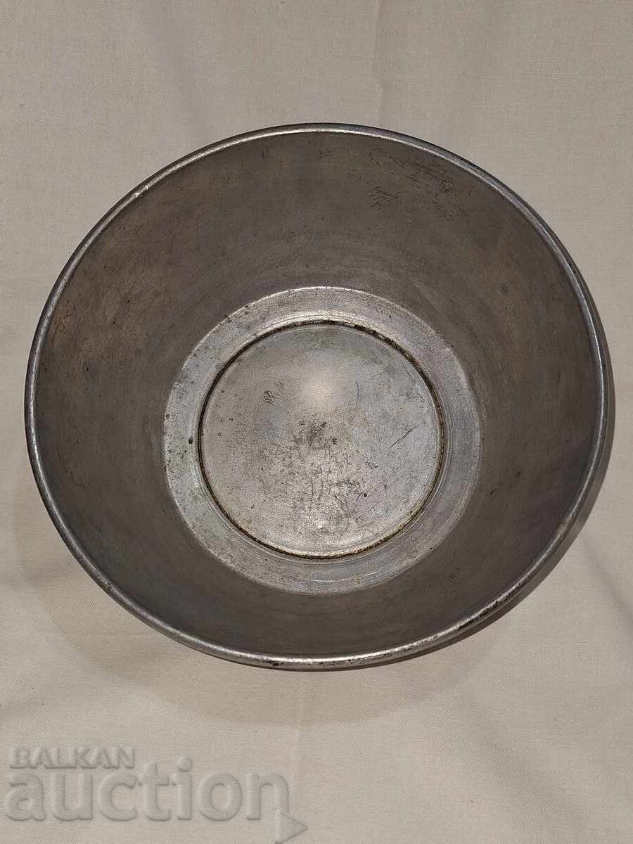 Vechi vas de cupru din alamă, tip tas, castron - 5