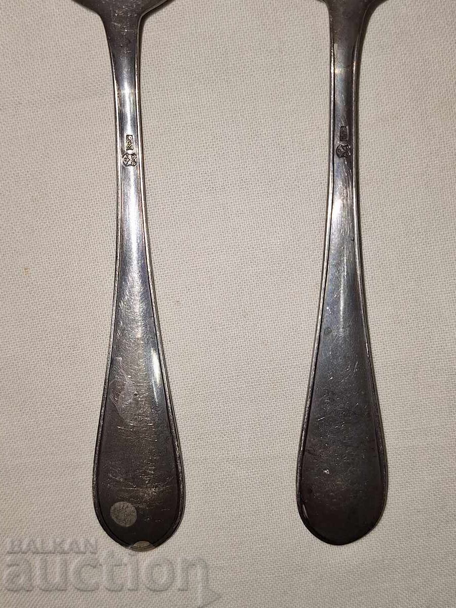 Two old silver spoons - 6