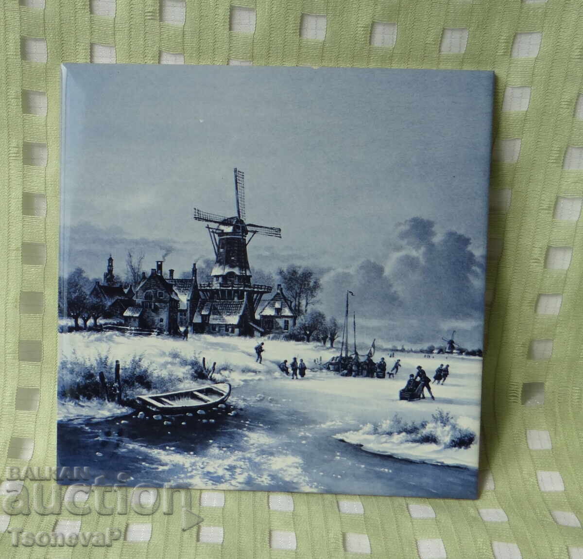 Πορσελάνινη πλάκα Delft, χειροποίητη, για κρέμασμα