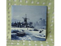 Placă Delft din porțelan, pictată manual, pentru agățat