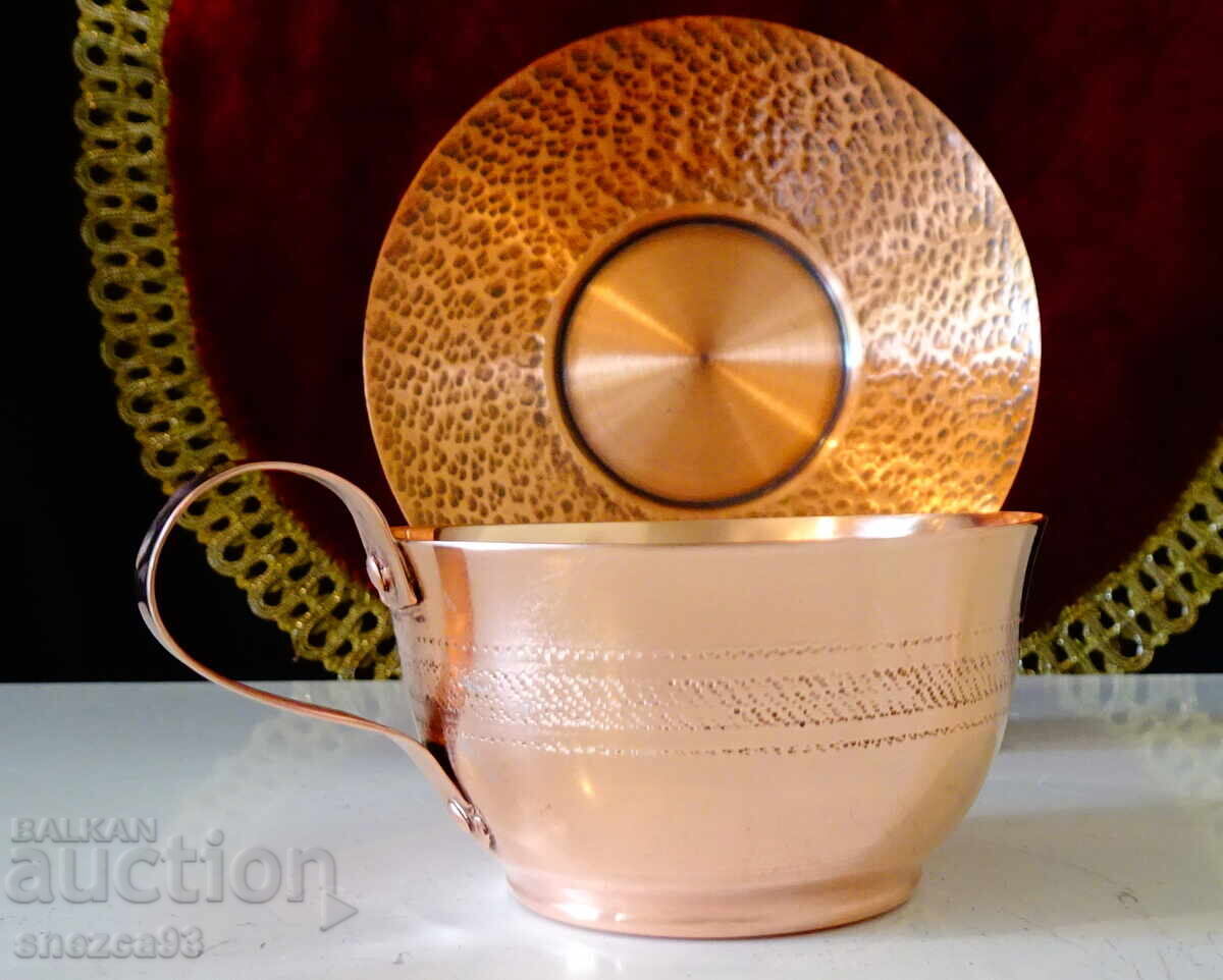Copper cup with saucer, pure red copper - 5 Copper cup with saucer, pure red copper - 5