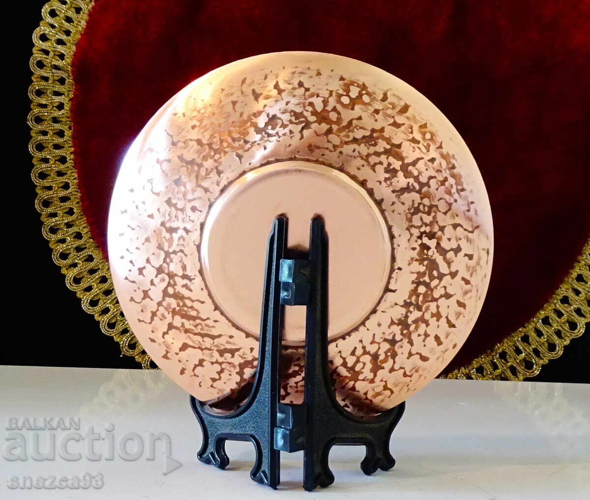 Licitație Farfurie de desert din miere, cupru curat forjat