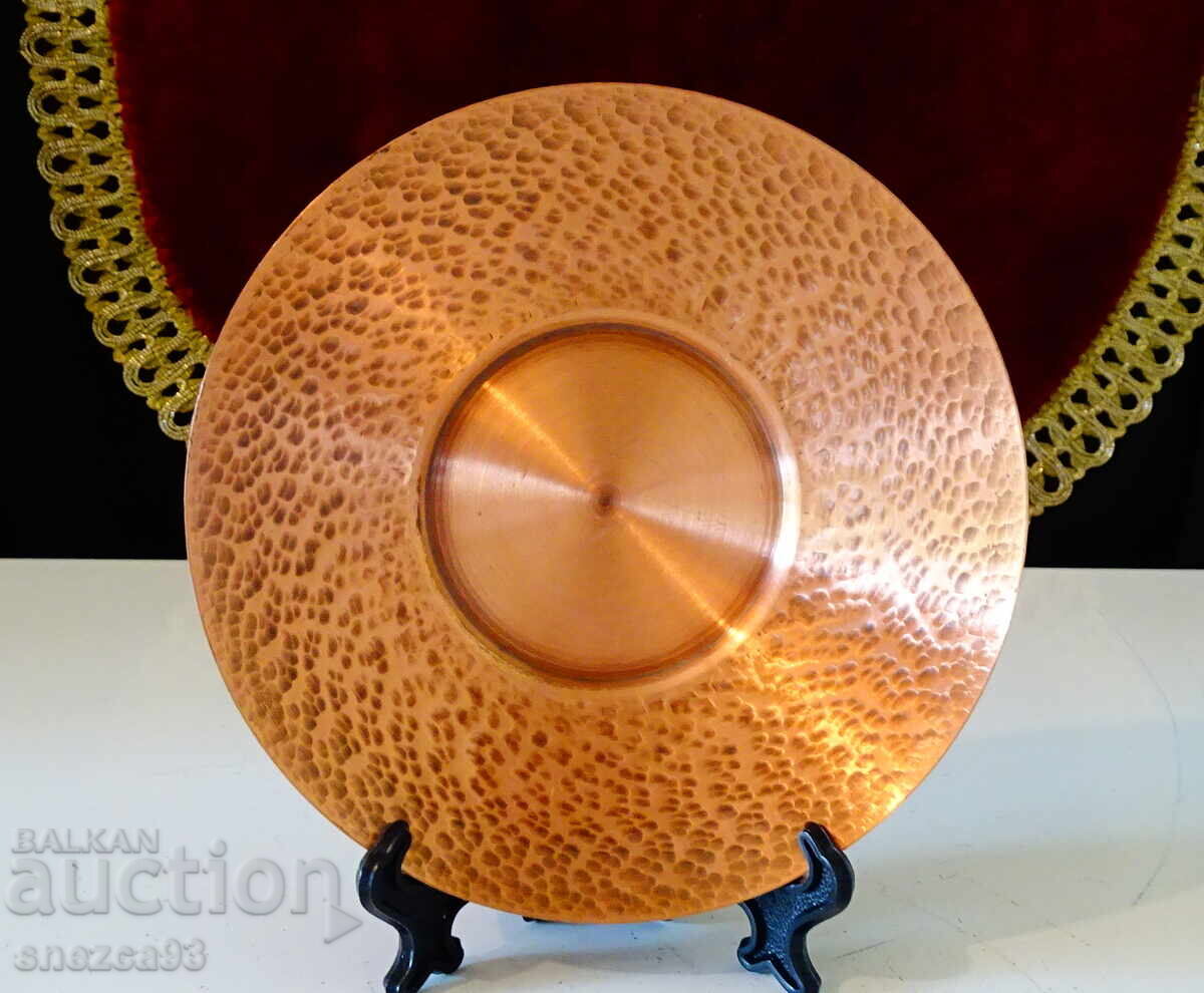 Farfurie de desert din miere, cupru curat forjat