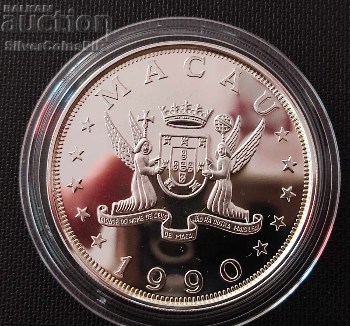 Аукцион Сребро 100 Патака Годината на Коня 1990 Макао Аукцион Сребро 100 Патака Годината на Коня 1990 Макао