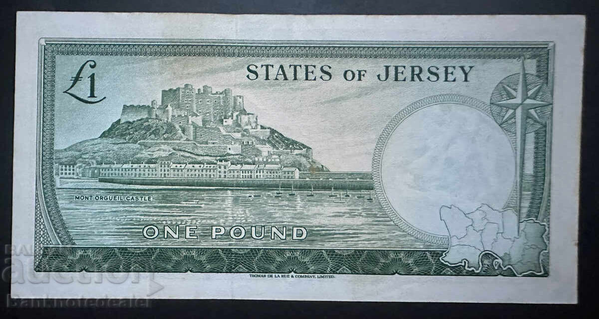 Jersey 1 Pound 1963 Pick 8a, Reference 3494, Uncirculated with price 225.00 BGN | € 115.04
