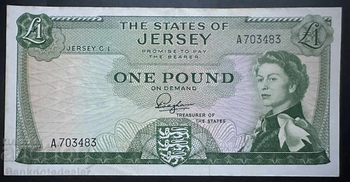 Jersey 1 Pound 1963 Pick 8a, Reference 3494, Uncirculated