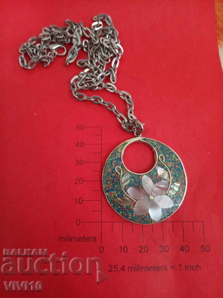 Antique Enamel and Mother-of-Pearl Necklace