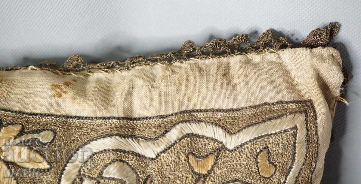 Auction  19th Century Ottoman Turkish Hand-Embroidered Pillow Gold Threads