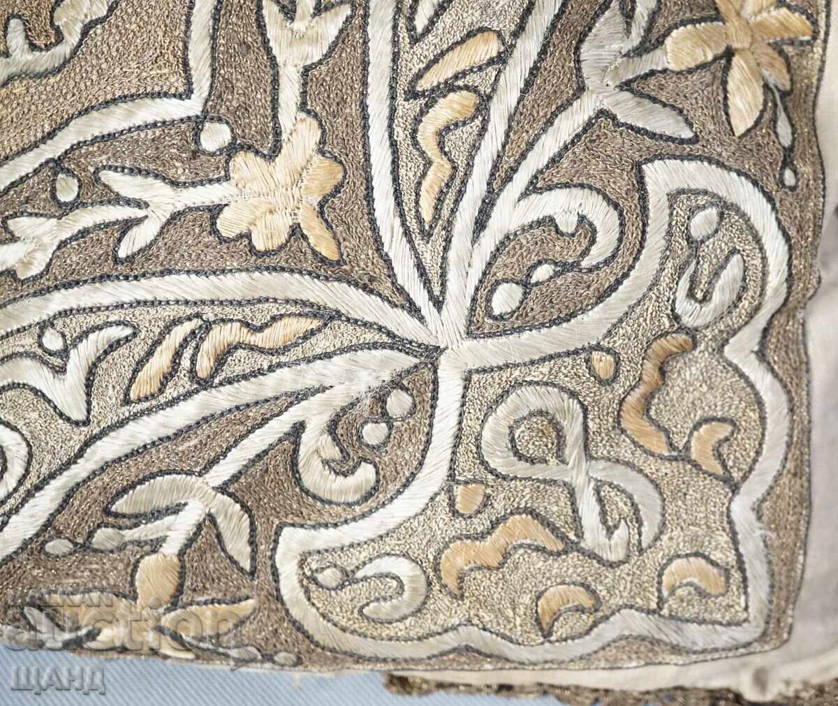 Delivery of 19th Century Ottoman Turkish Hand-Embroidered Pillow Gold Threads