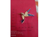 Broșă veche cu email și pietre