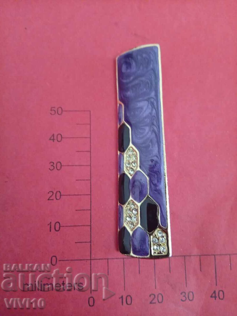 Broșă veche cu email și pietre