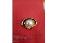 Broșă veche email, clips