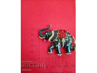 Старинна брошка емаил с камъни