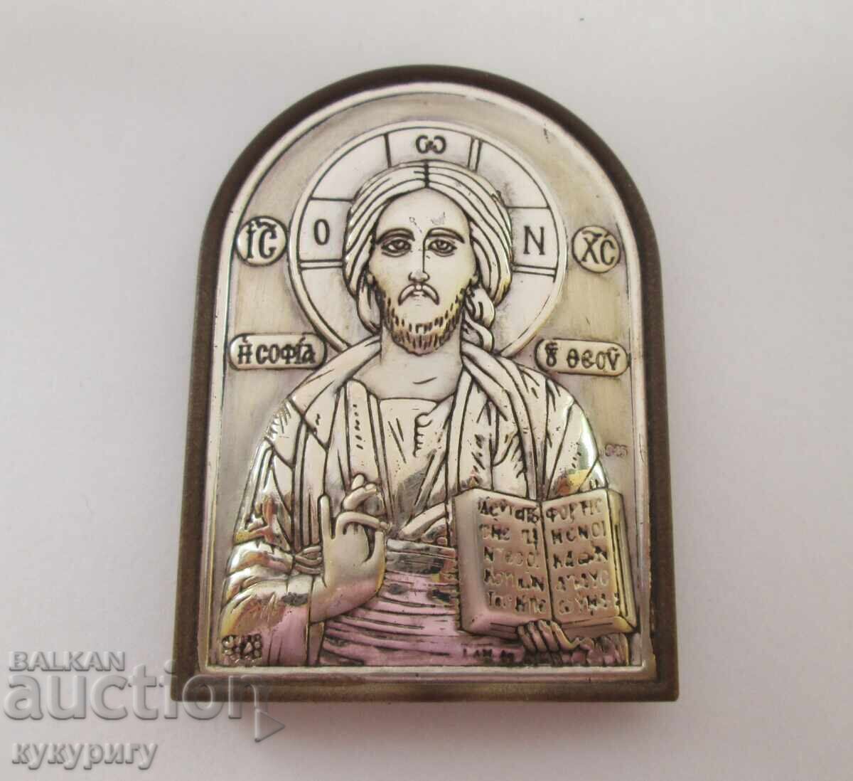 Малка сребърна икона иконка сребро Исус Христос Малка сребърна икона иконка сребро Исус Христос