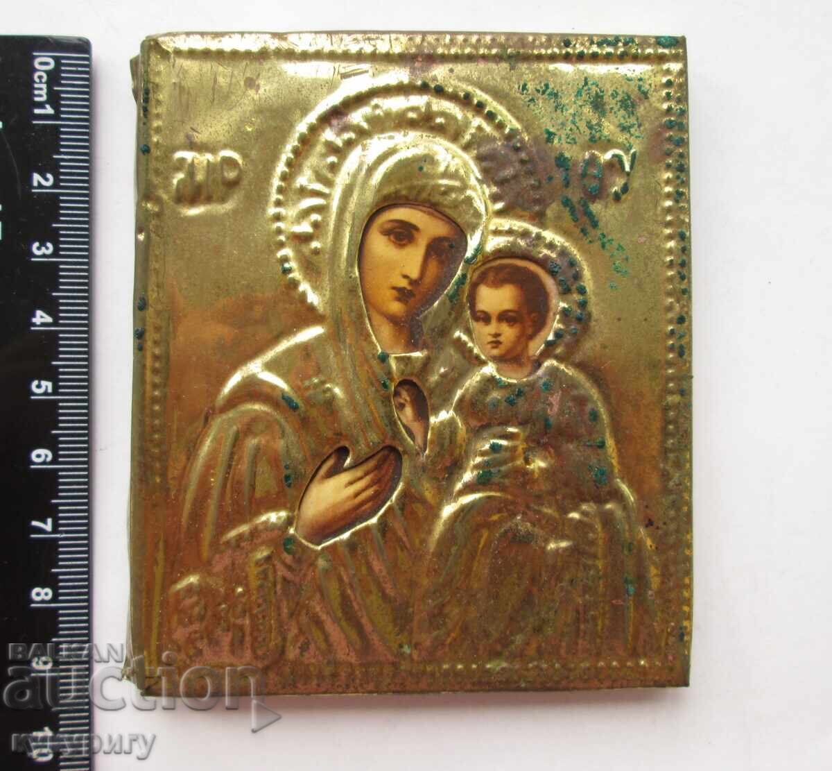 Veche icoană țaristă cu toc, Sfânta Fecioară Maria cu Pruncul cu preț 45.00 BGN | € 23.01