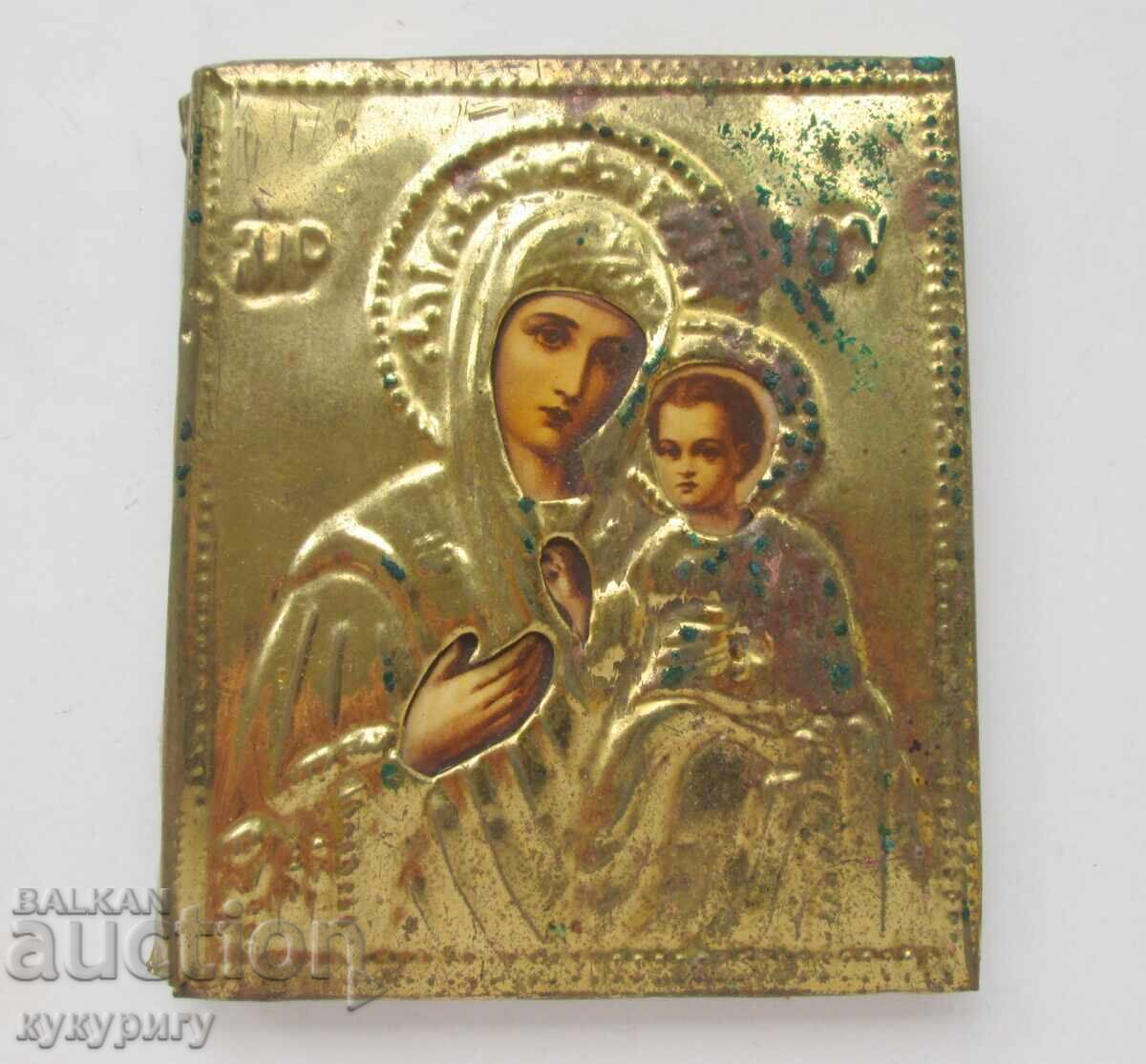 Veche icoană țaristă cu toc, Sfânta Fecioară Maria cu Pruncul - 7