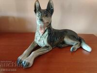 Veche figurină de ciobănesc german din porțelan Heundorf/Neundorf