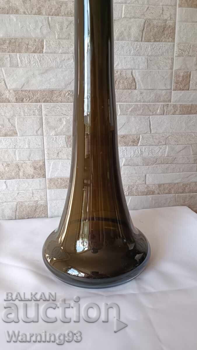 Auction  Large glass vase - dark green - 53cm