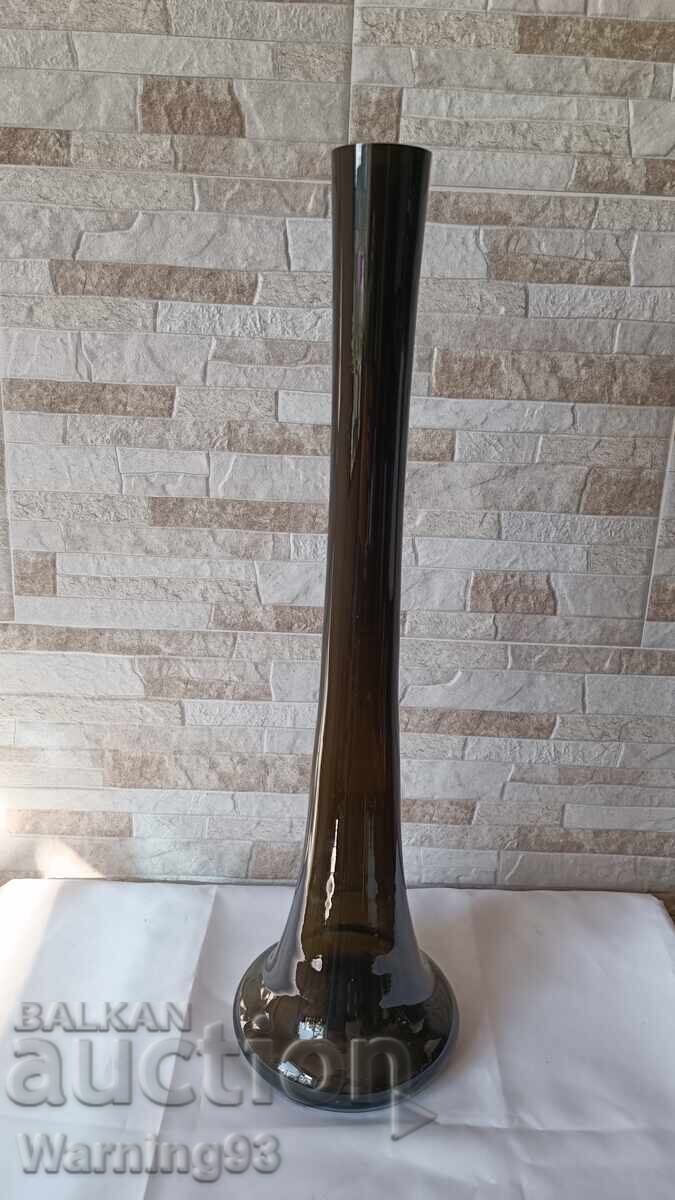 Large glass vase - dark green - 53cm - 7