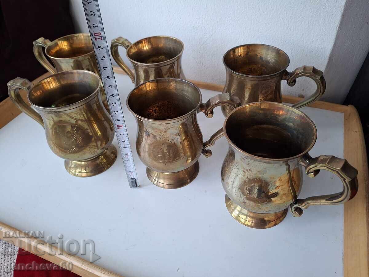 Δημοπρασία ΣΕΡΒΙΣ Χαραγμένα Χάλκινα Αριστοκρατικά Κύπελλα 2kg.700gr