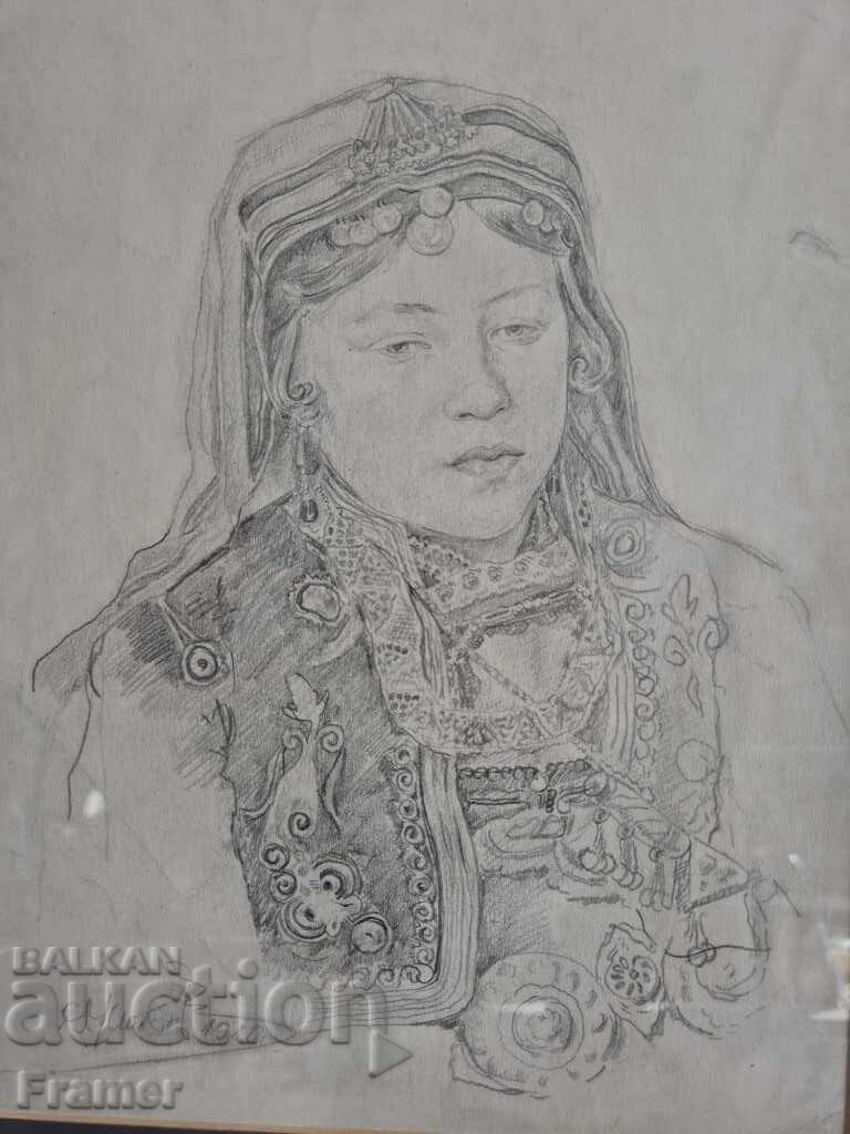 C. Markov 1910 Bulgară cu costum popular, paftale, proțap și fluturaș - 6 C. Markov 1910 Bulgară cu costum popular, paftale, proțap și fluturaș - 6