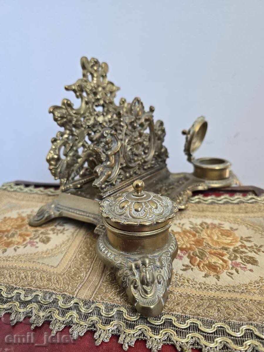 Mare călimară antică franceză din bronz - 5 Mare călimară antică franceză din bronz - 5