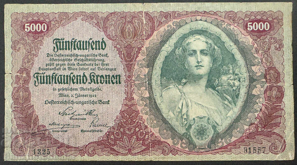 Austria 5000 Kronen 1922 Pick 78 Ref 1557