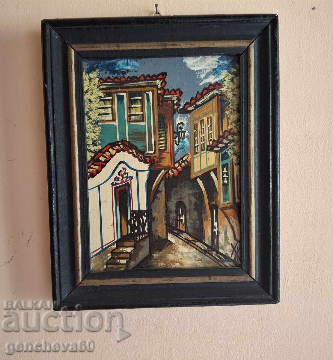 Маслена картина,,Стари къщи" Маслена картина,,Стари къщи"