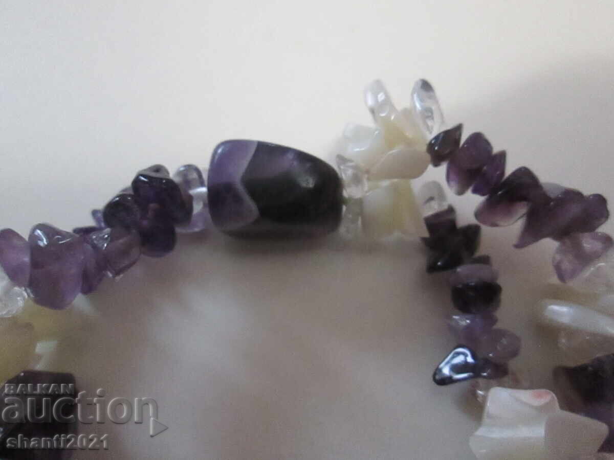 Δημοπρασία Όμορφη γυναικεία βραχιόλι - αμέθυστος, μαργαριτάρι και χαλαζίας