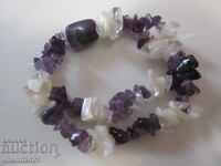 Όμορφη γυναικεία βραχιόλι - αμέθυστος, μαργαριτάρι και χαλαζίας